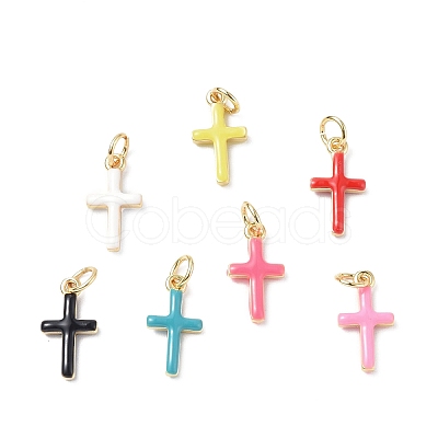 Real 18K Gold Plated Eco-Friendly Rack Plating Brass Enamel Pendants KK-F845-40G-1