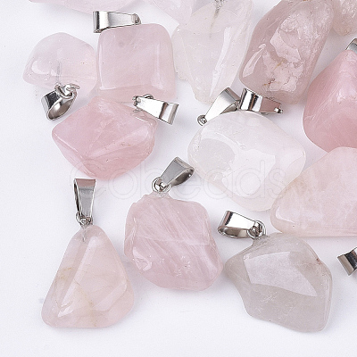 Natural Rose Quartz Pendants G-Q996-31-1