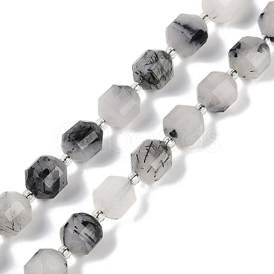 Natural Black Rutilated Quartz Beads Strands G-O201B-136G-1