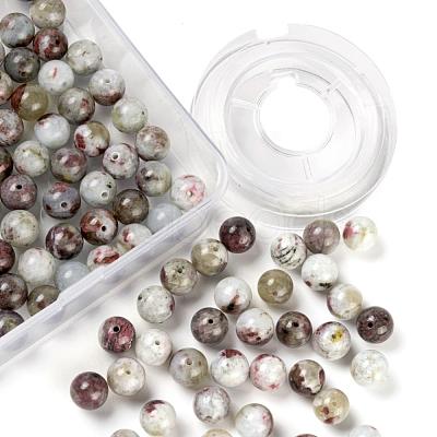 100Pcs 8mm Natural Purple Red Tourmaline Round Beads DIY-LS0002-09-1