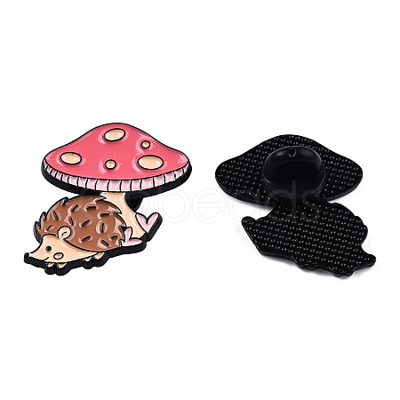 Hedgehog with Mushroom Enamel Pin JEWB-N007-253-1