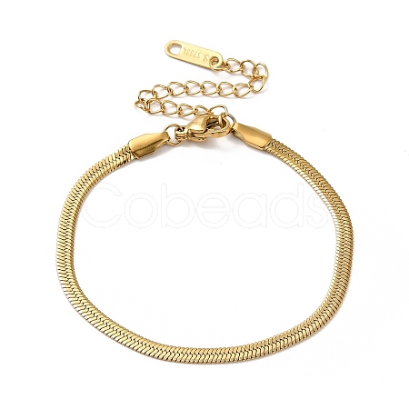 Ion Plating(IP) 304 Stainless Steel Herringbone Chain Bracelet for Men Women BJEW-E058-01B-G-1