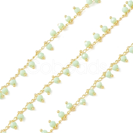 Round Glass Beaded Chains CHS-P016-35G-02-1