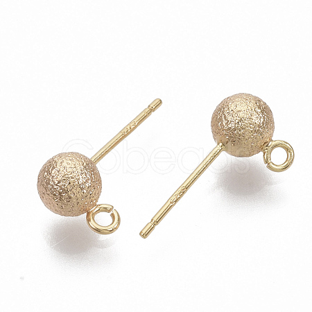 Brass Ball Stud Earring Findings KK-T048-010GB-NF-1