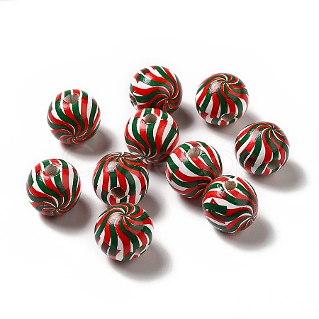 Christmas Theme Printed Natural Wooden Beads WOOD-L020-A07-1