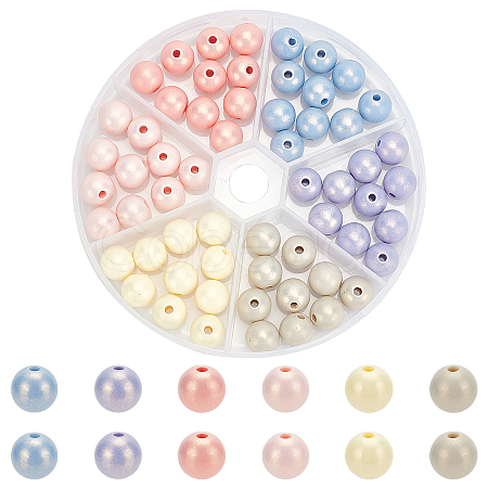   60Pcs 6 Colors  Opaque Resin Beads RESI-PH0001-61-1