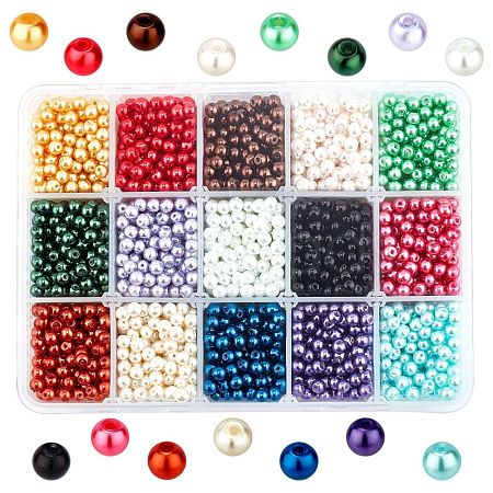 15 Color Glass Pearl Beads HY-X0008-4mm-1
