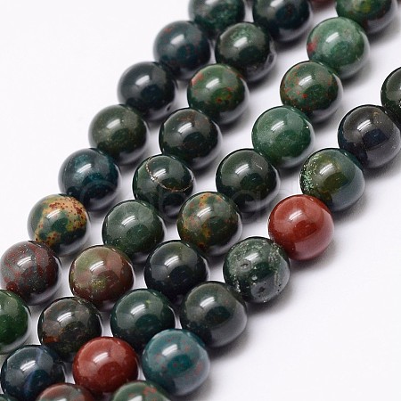Natural Indian Bloodstone Beads Strands X-G-P257-07-8mm-1