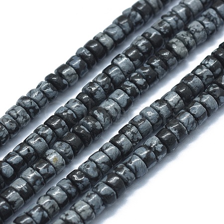 Natural Snowflake Obsidian  Beads Strands G-F631-A04-1