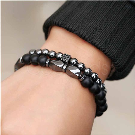 Black Matte Bracelet Micro Pave Zircon Crown ZZ8347-11-1