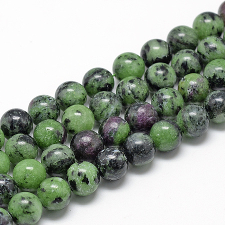 Natural Ruby in Zoisite Beads Strands X-G-R446-8mm-25-1