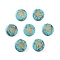 Synthetic Turquoise Beads, with Golden Tone Brass Slices, Flat Round with Constellations, Taurus, 15x5mm, Hole: 1mm