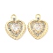 Brass Micro Pave Clear Cubic Zirconia Pendants, Heart Charms, Real 18K Gold Plated, 14.5x11x3.8mm, Hole: 1.5mm