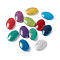 Crackle Opaque Acrylic Beads, Imitation Turquoise, Flat Oval, Mixed Color, 42x27.5x11mm, Hole: 2mm, about 67pcs/500g