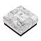 Flower Print Cardboard Paper Jewelry Storage Boxes, Gift Package Supplies, Square, White, 7.6x7.5x3.6cm