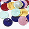 Freshwater Shell Pendants, Dyed, Flat Round, Mixed Color, 16x1.5~2mm, Hole: 1.4mm