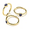 Heart Natural Lapis Lazuli Adjustable Rings, Brass Ring for Women, Long-Lasting Plated, Lead Free & Cadmium Free, Golden, Inner Diameter: 18mm