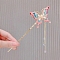 Alloy Enamel Hair Sticks, Butterfly, Pearl Pink, 185x59mm