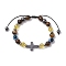 Natural Toger Eye Braided Bead Bracelets for Women Men, with Evil Eye Beads, Cross, Inner Diameter: 1-7/8~3-3/8 inch(4.7~8.5cm)