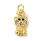 Brass Micro Pave Clear Cubic Zirconia Pendants, Bear , Real 18K Gold Plated, 13.5x7x4.3mm, Hole: 3.2mm