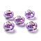 Two Tone Resin European Beads, Rondelle Large Hole Beads, with Platinum Tone Alloy Double Cores, Dark Violet, 14x9mm, Hole: 5mm