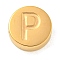 Ion Plating(IP) 304 Stainless Steel Beads, Flat Round with Letter, Golden, Letter P, 8x3mm, Hole: 1.6mm