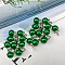 ABS Plastic Imitation Pearl Charms, with Resin Rhinestone, Round Charm, Green, 13x8mm, Hole: 3mm