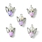 Imitation Pearl Acrylic Pendants, with Alloy Wings and Glass Beads, Angel, Lavender Blush, 23x18x3mm, Hole: 3mm