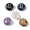 Natural Mixed Gemstone Beads, Flat Round with Letter, Letter U, 8.5~9x5~5.5mm, Hole: 1.2mm