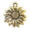 Alloy Pendants, Sunflower, Charms, Antique Golden, 21x19x2.5mm, Hole: 2mm