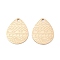 Ion Plating(IP) 316 Surgical Stainless Steel Pendants, Teardrop, Real 24K Gold Plated, 18x14x1mm, Hole: 1.2mm