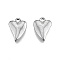 Non-Tarnish 201 Stainless Steel Pendants, Heart, Stainless Steel Color, 16.5x12x2.5mm, Hole: 1.6mm