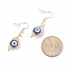 Round Lampwork Evil Eye Braided Dangle Earrings EJEW-JE04898-02-4