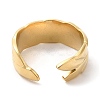 304 Stainless Steel Leaf Open Cuff Ring for Women RJEW-I098-07G-3