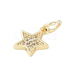 Rack Plating Brass Micro Pave Clear Cubic Zirconia Charms KK-Z060-08G-01-2