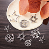 100Pcs 10 Styles Tibetan Style Alloy Pentacle Pendants TIBEP-CJ0001-60-4