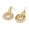 Square Brass Micro Pave Cubic Zirconia Stud Earrings for Women EJEW-E310-16G-2