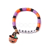 Pumpkin & Spider Web Alloy Enamel Charm Bracelets BJEW-JB10886-3