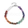 Chakra Natural Gemstone Chips Beaded Anklets for Women AJEW-AN00556-1