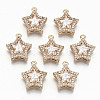 Brass Glass Rhinestone Charms GLAA-S179-25-RS-1