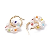 Natural Pearl Beaded Dangle Hoop Earrings EJEW-TA00040-5