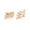 Brass Micro Pave Clear Cubic Zirconia Connector Charms KK-S364-005-2
