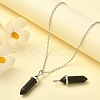 2Pcs Natural Obsidian Double Terminal Pointed Pendants G-YW0002-04-6