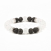 Natural Crackle Quartz & Lava Rock Round Beads Stretch Bracelets Set BJEW-JB07205-4