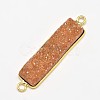 Rectangle Electroplated Natural Druzy Crystal Agate Links G-A144-02F-1