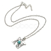 Letter A~Z Antique Silver Plated Alloy with Synthetic Turquoise Pendant Necklaces NJEW-G080-01N-3