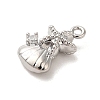 Marine Animal Theme Platinum  Brass Micro Pave Clear Cubic Zirconia Pendants KK-U031-01P-03-2