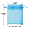 20Pcs 10 Colors Rectangle Organza Drawstring Bags CON-YW0001-31C-5