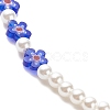 Plastic Imitation Pearl & Millefiori Glass Beaded Necklace for Women NJEW-JN03916-4