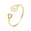 Ion Plating(IP) Hollow Dog Paw Print & Heart 304 Stainless Steel Cuff Bangles for Women BJEW-L682-015G-3